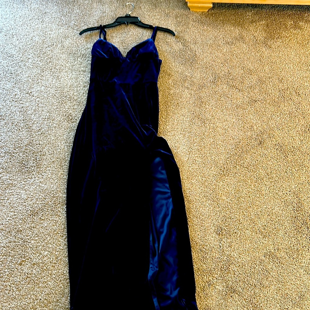 Navy blue velvet dress
